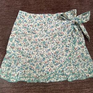 Sézane Floral Mini Skirt - Green and Red